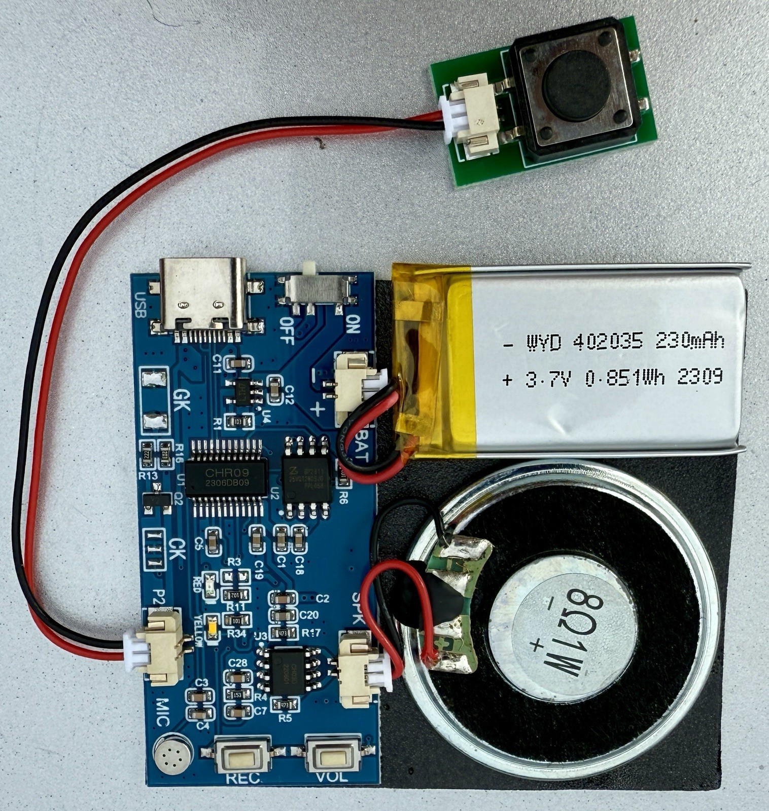 XLW Module Push Button Activated Sound Module with Speaker, Type-C Cab…