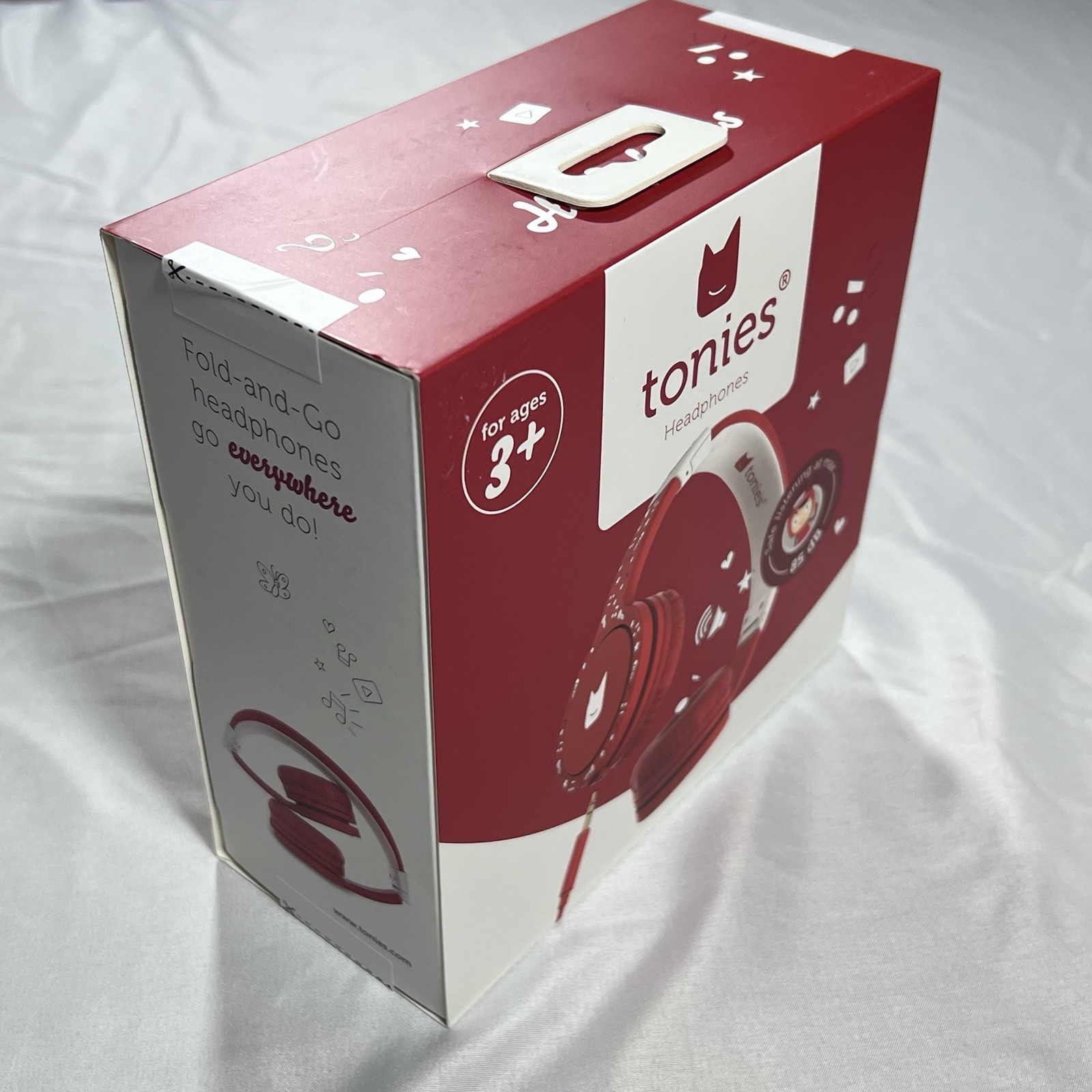 TONIES Red Headphones For Kids 3+ FOLD-N-GO ADJUSTABLE, 85 dB, New In Box