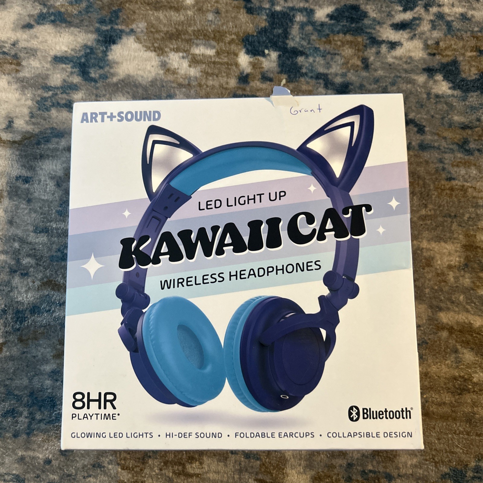 Art+Sound Kawaii Cat LED Light Up Wireless Headphones Microphone Bluetooth NEW