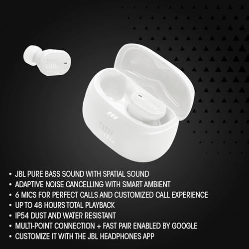 JBL Tune Buds 2 True Wireless Noise Cancelling Earbuds JBL Spatial Sound White