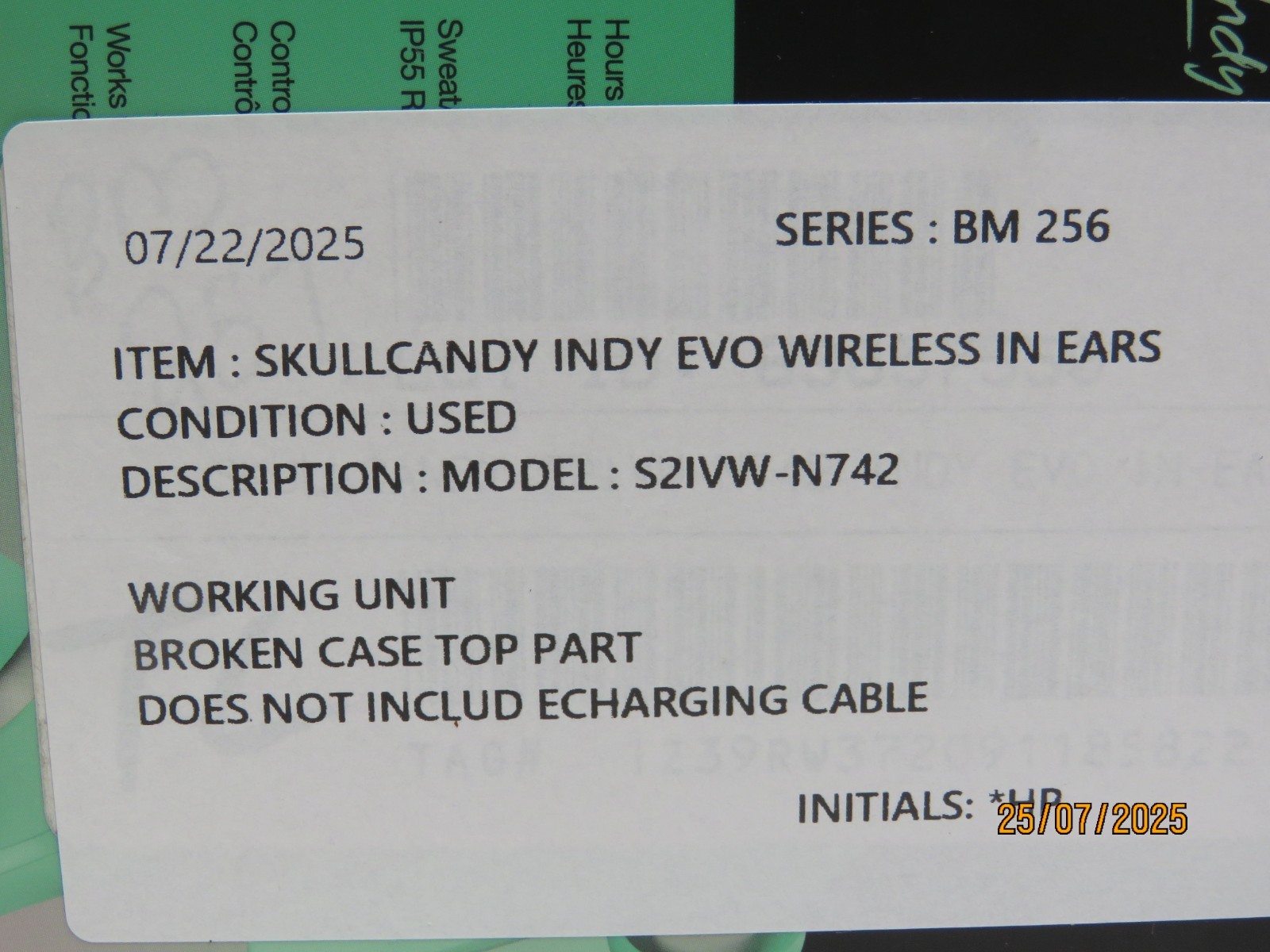 Skullcandy Indy Evo True Wireless Bluetooth Headphones – Green (ISSUE) [BM256]