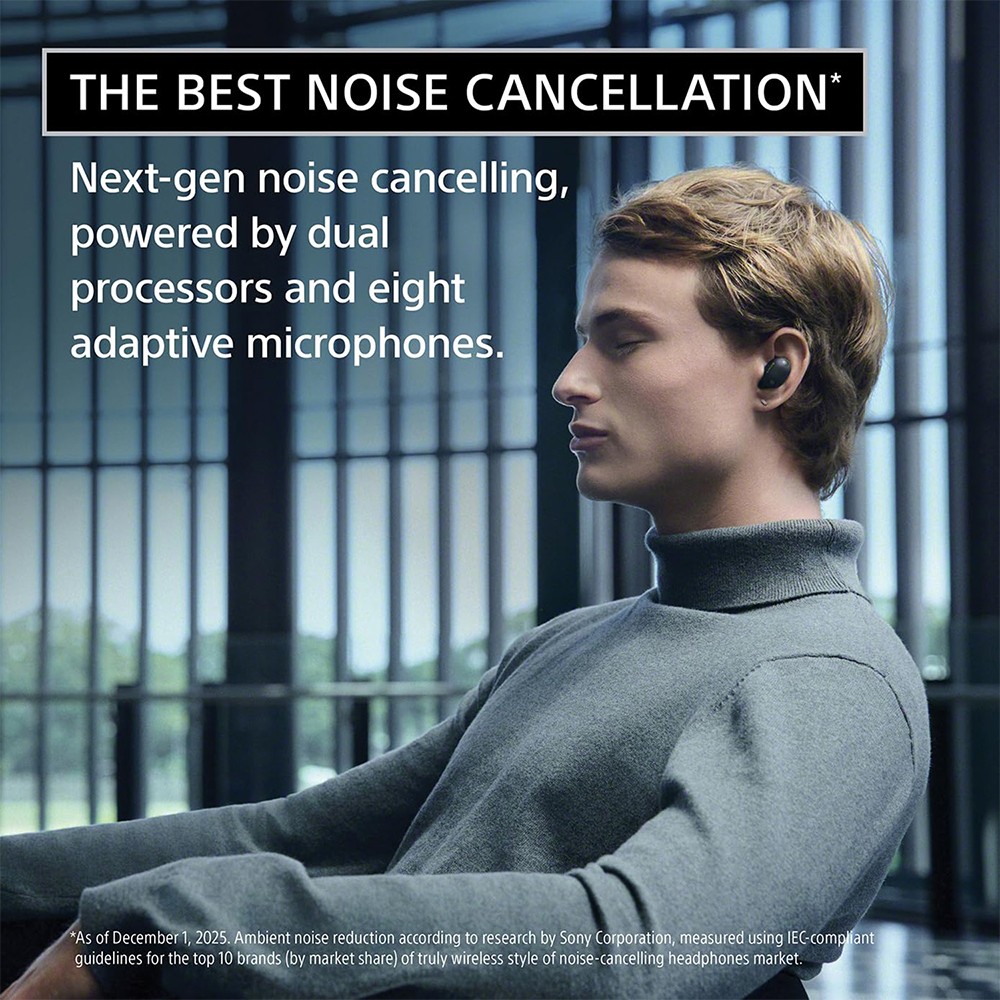 Sony WF-1000XM6/B Truly Wireless Noise Cancelling Earbuds + Extra Tips Bundle