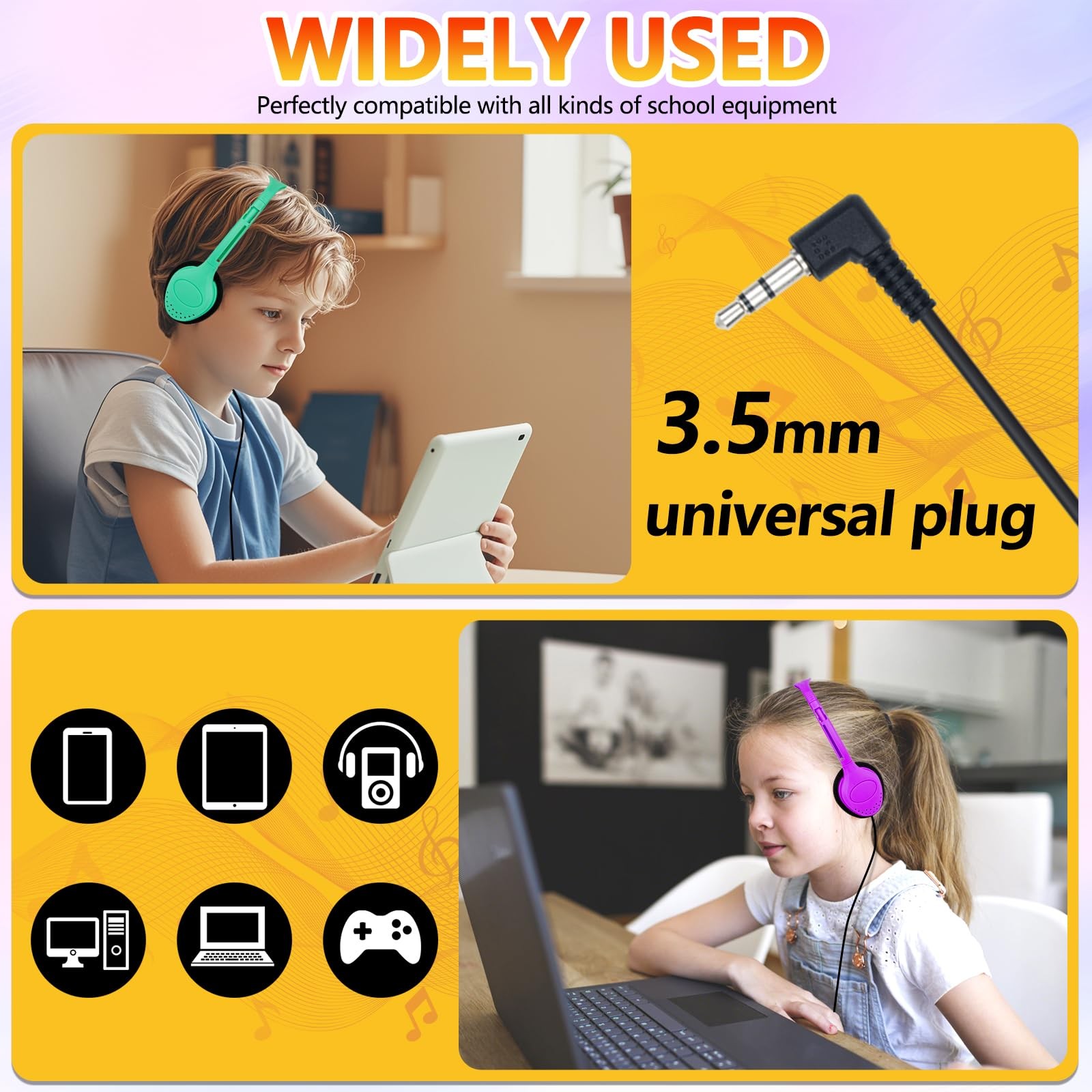 Kids Headphones Bulk 30 Pack for School Classroom Student Children Boys Girls…