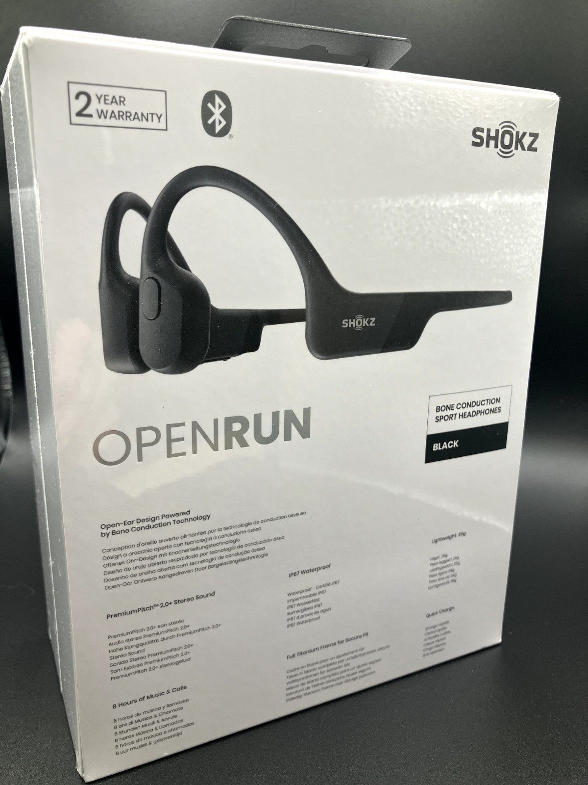 Shokz OpenRun Wireless Bone Conduction Sport Headphones – Black (S803) NIB