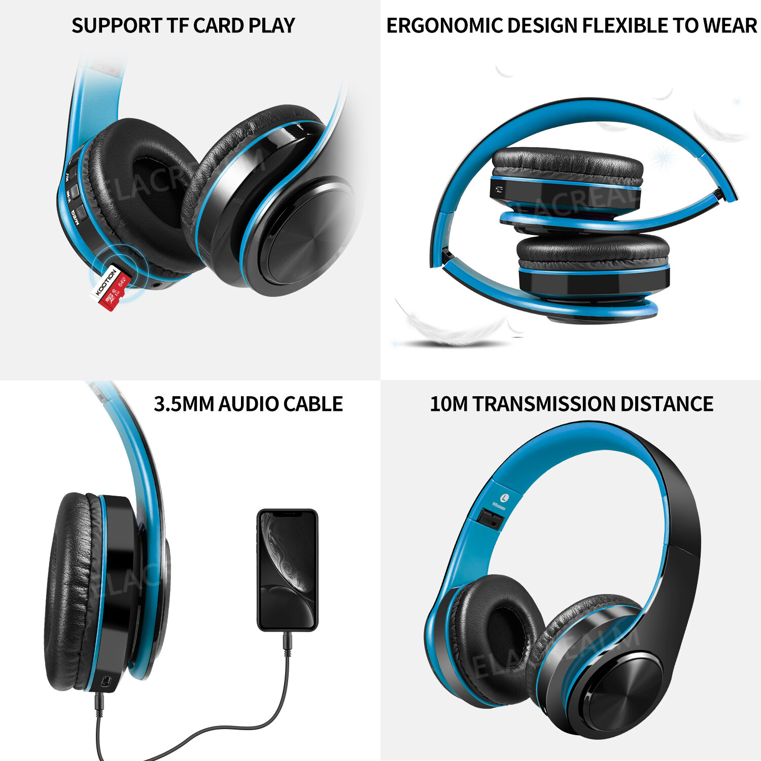 Bluetooth Headphones Over Ear Built-in Mic and Wired Mode for PC/Cell Phones/TV
