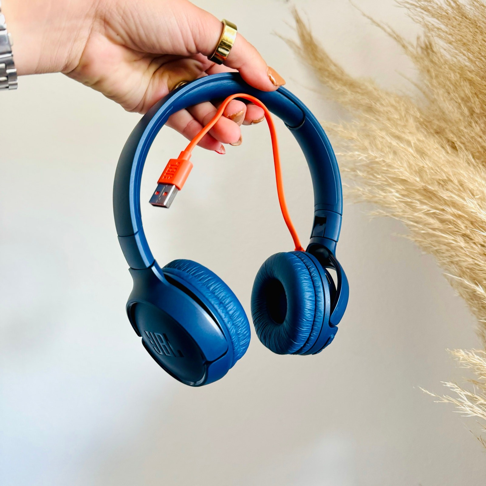 NEW JBL 510T Navy Blue Orange Wireless Bluetooth Over Ear Chunky Headphones