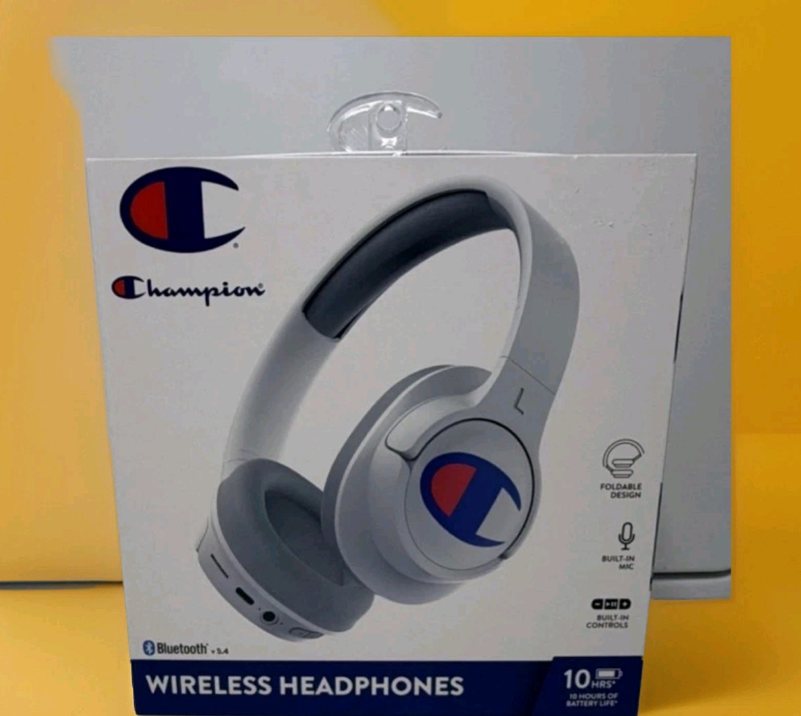 Champion 1100 Series Bluetooth 5.4 Wireless Headphones White Foldable Mic