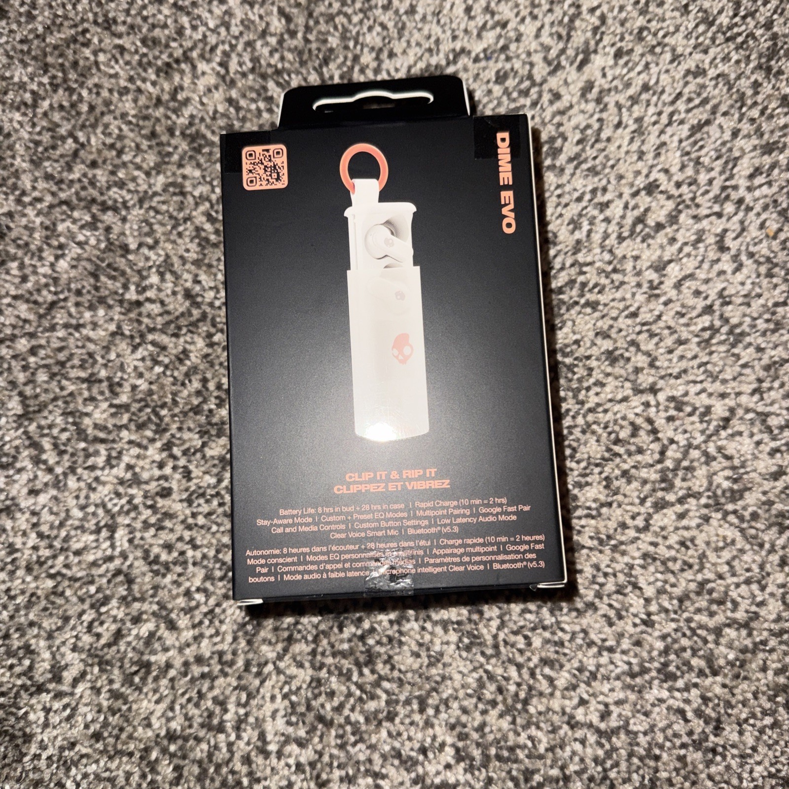 Skullcandy – Dime EVO True Wireless Bluetooth In-Ear Earbuds – Bone/Orange NEW
