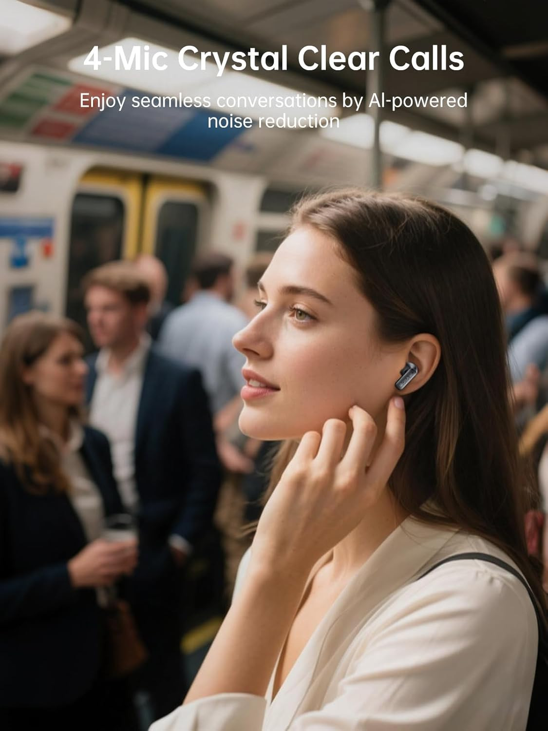Active Noise Cancelling Wireless Earbuds, Built-In 4 Mics, Bluetooth 5.4 in Ear