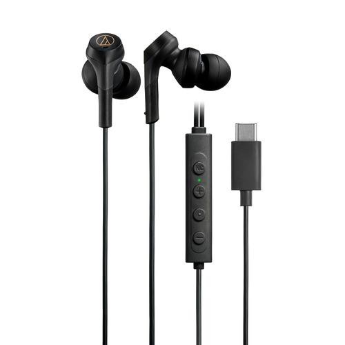 Audio-Technica ATH-CKS330NC Black USB-C Wired Noise Cancelling Mic Earphones New