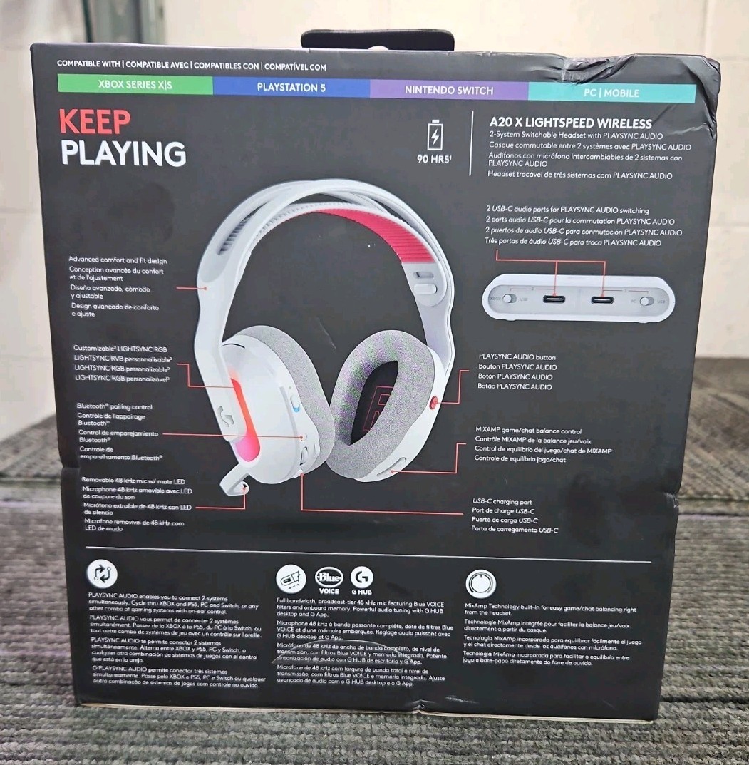 Logitech A00195 G Astro A20 X Lightspeed Wireless Gaming Headset – White