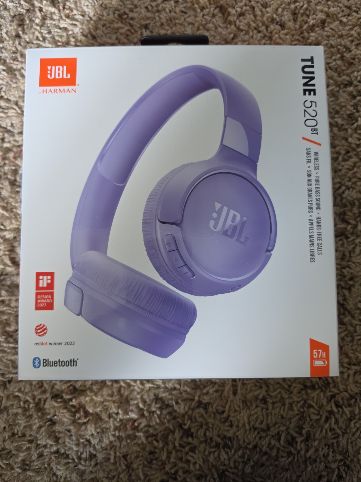 JBL Tune 520BT Wireless Bluetooth Headphones (Purple)
