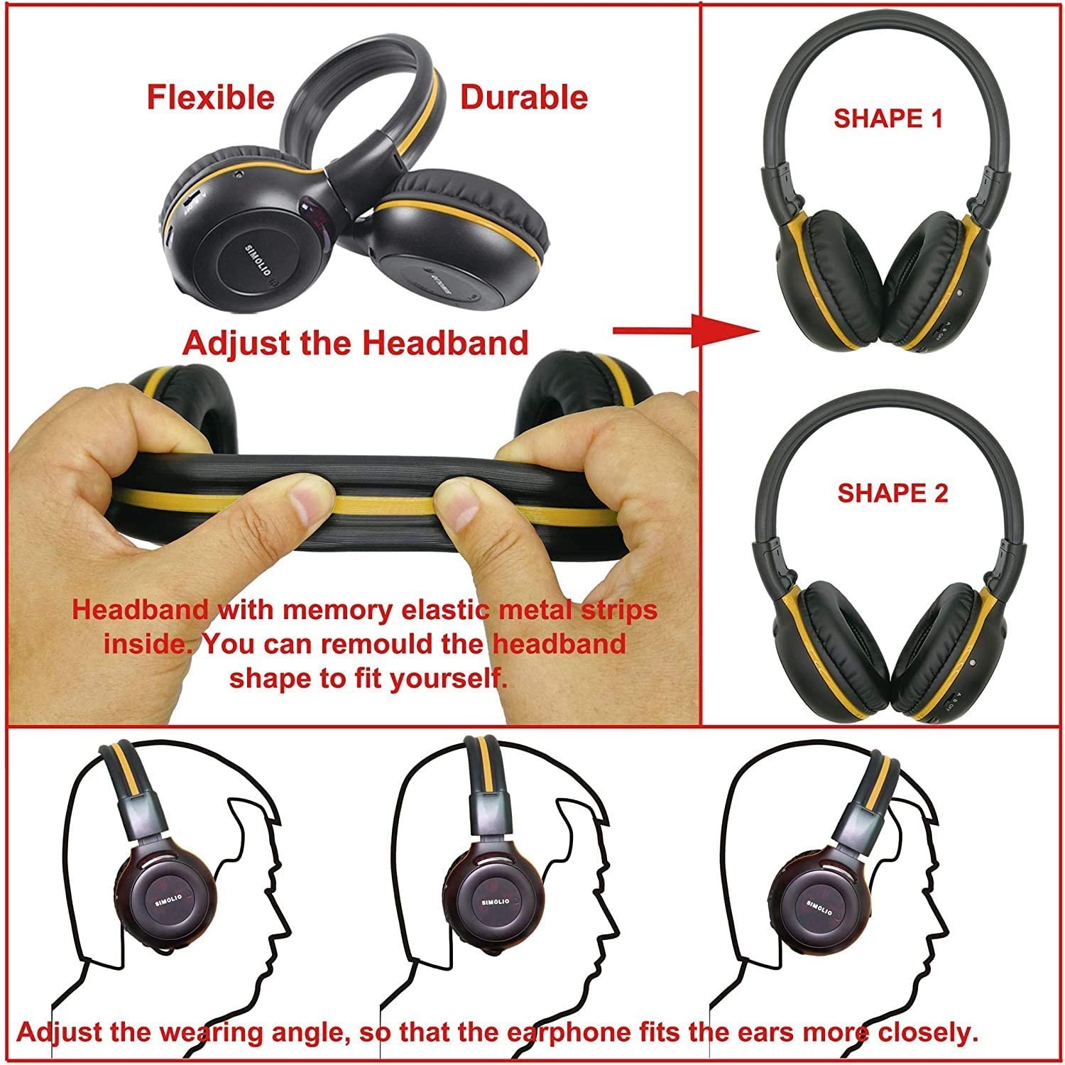 3 Pack Wireless IR Headphones for Honda & Odyssey, CR-V, Accord, Pilot, Ridge…