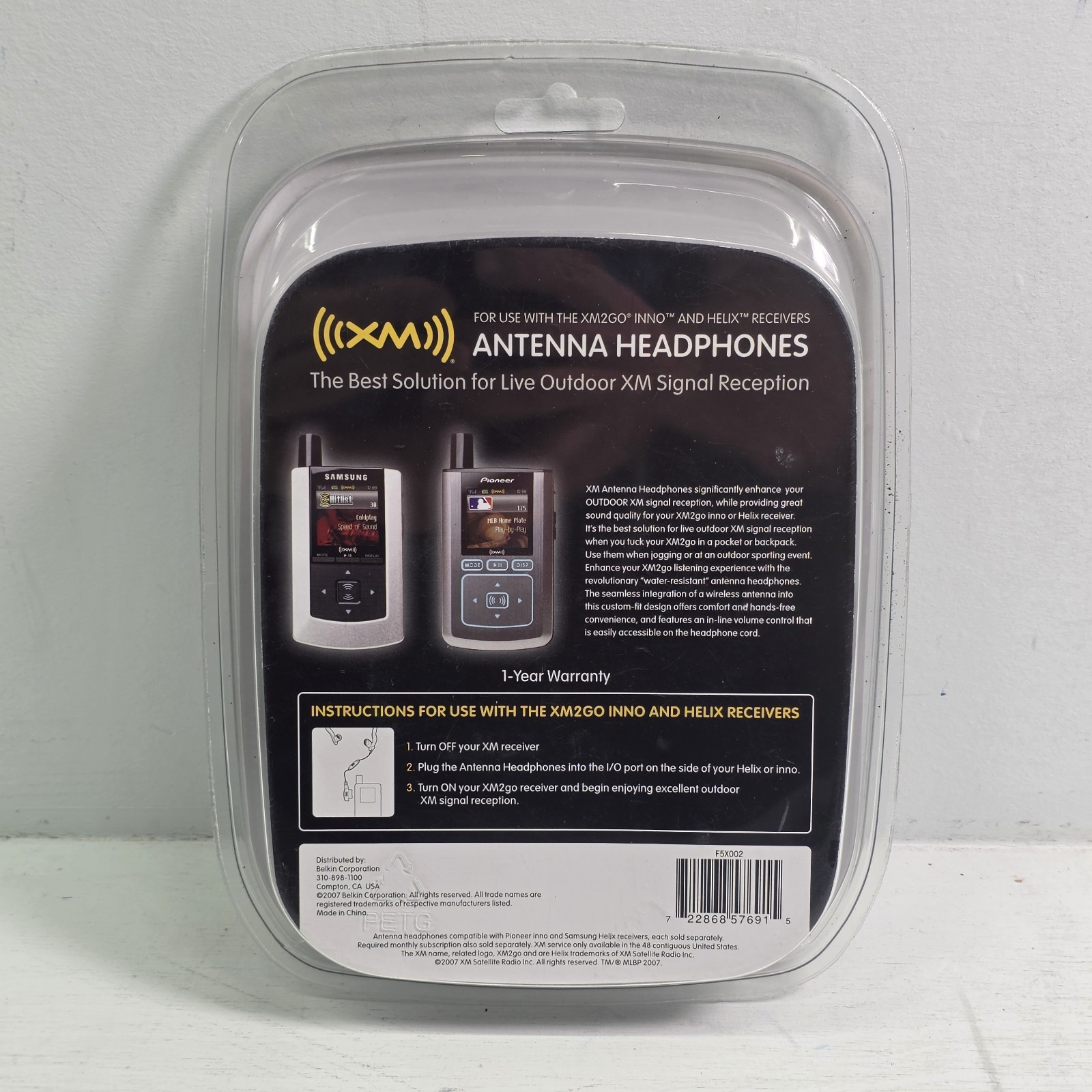 INNO Belkin F5X002 XM Satellite Radio Antenna Headphones INNO & Helix NEW Sealed
