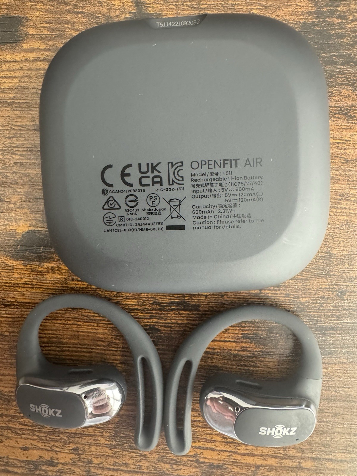 Shokz OpenFit Air T511 Wireless Bluetooth Ear-hook Headphones, Black