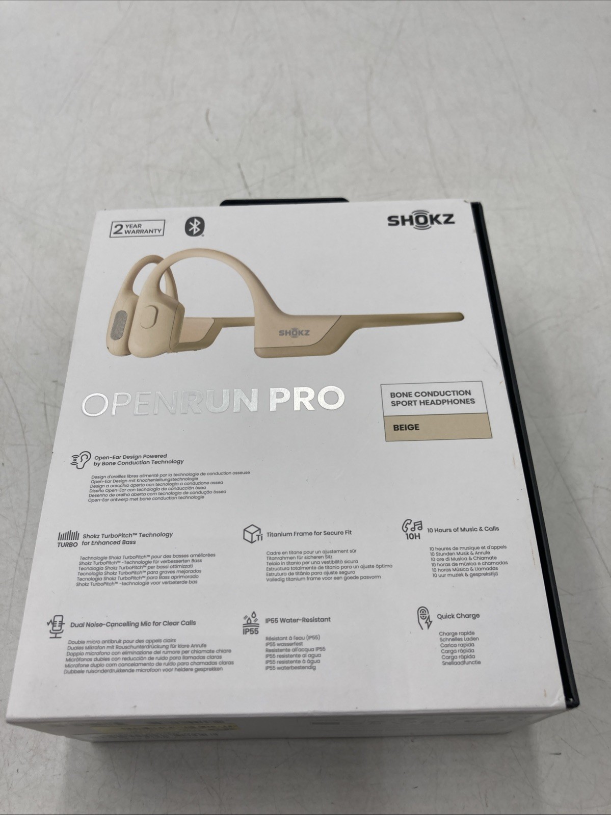 Shokz OpenRun Pro Bluetooth Bone Conduction Sport Headphones Beige