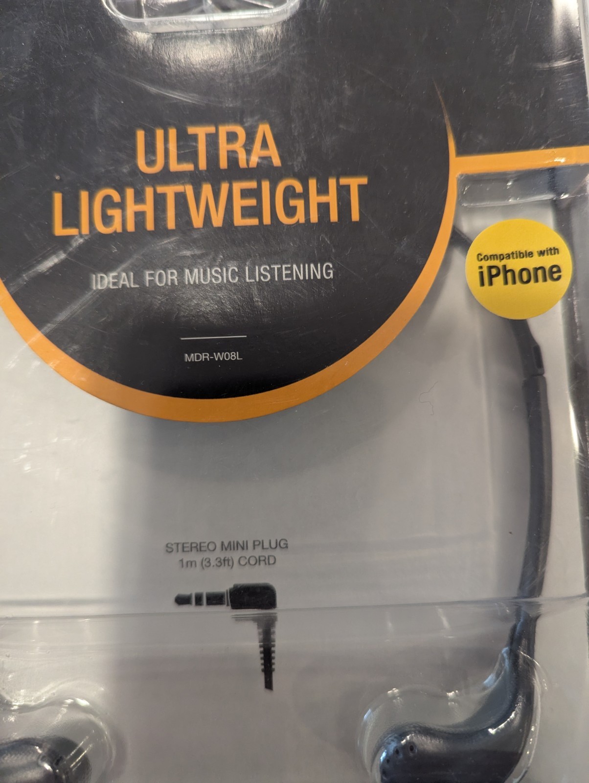 New SONY MDR-W08L Ultra Lightweight Vertical In-ear Stereo Headphones Sealed