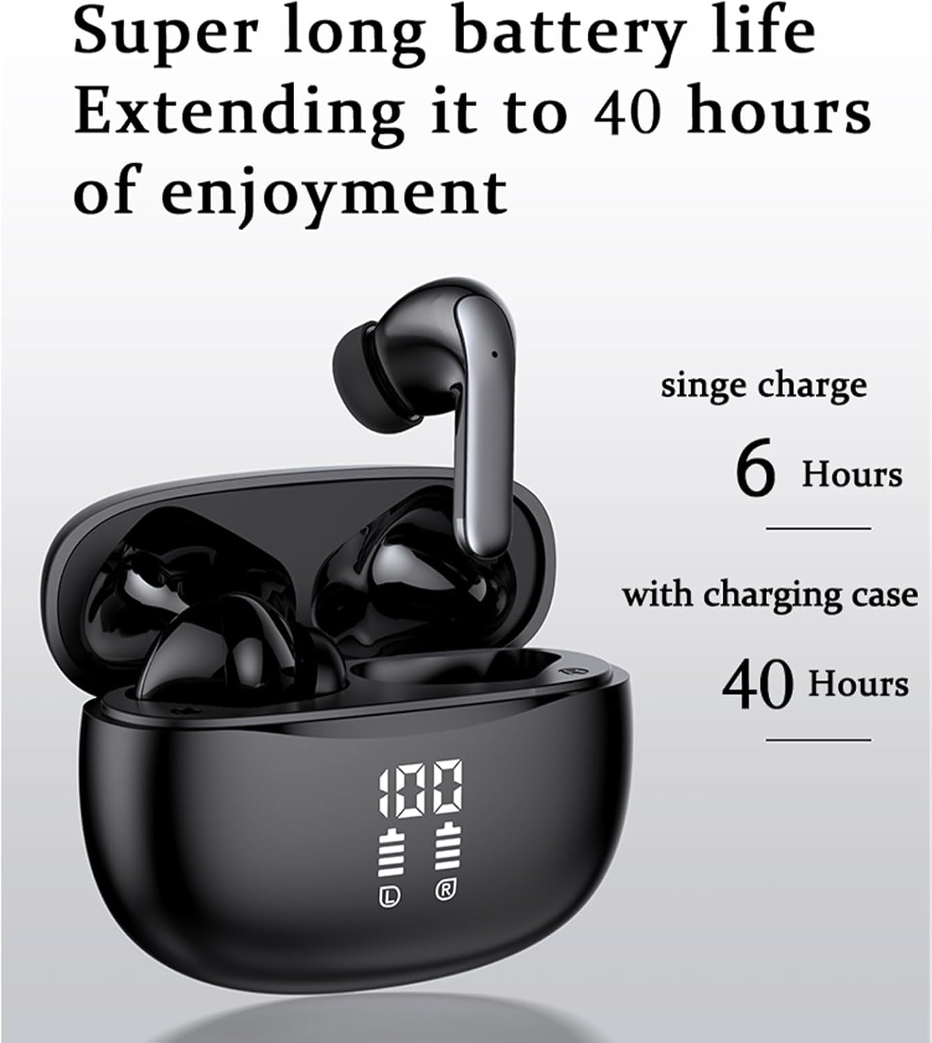 Wireless Bluetooth Headphones, 40H Playback Bluetooth Earbuds IPX5 Waterproof