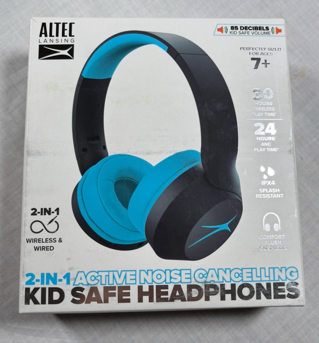 Altec Lansing Kid Safe Noise Cancelling Wireless Headphones 15H Battery New (E6)