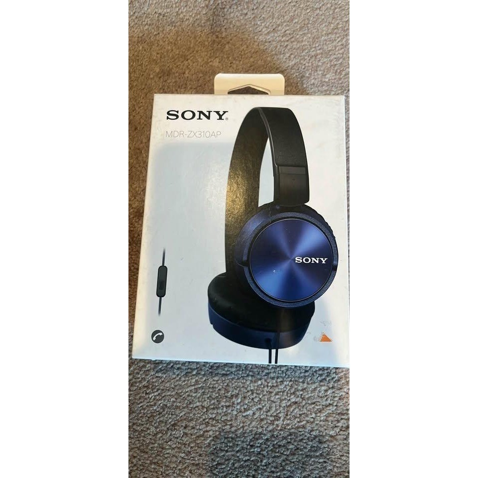 Sony MDR-ZX310AP Wired On-Ear Headphones with Mic Blue Foldable Stereo Headset