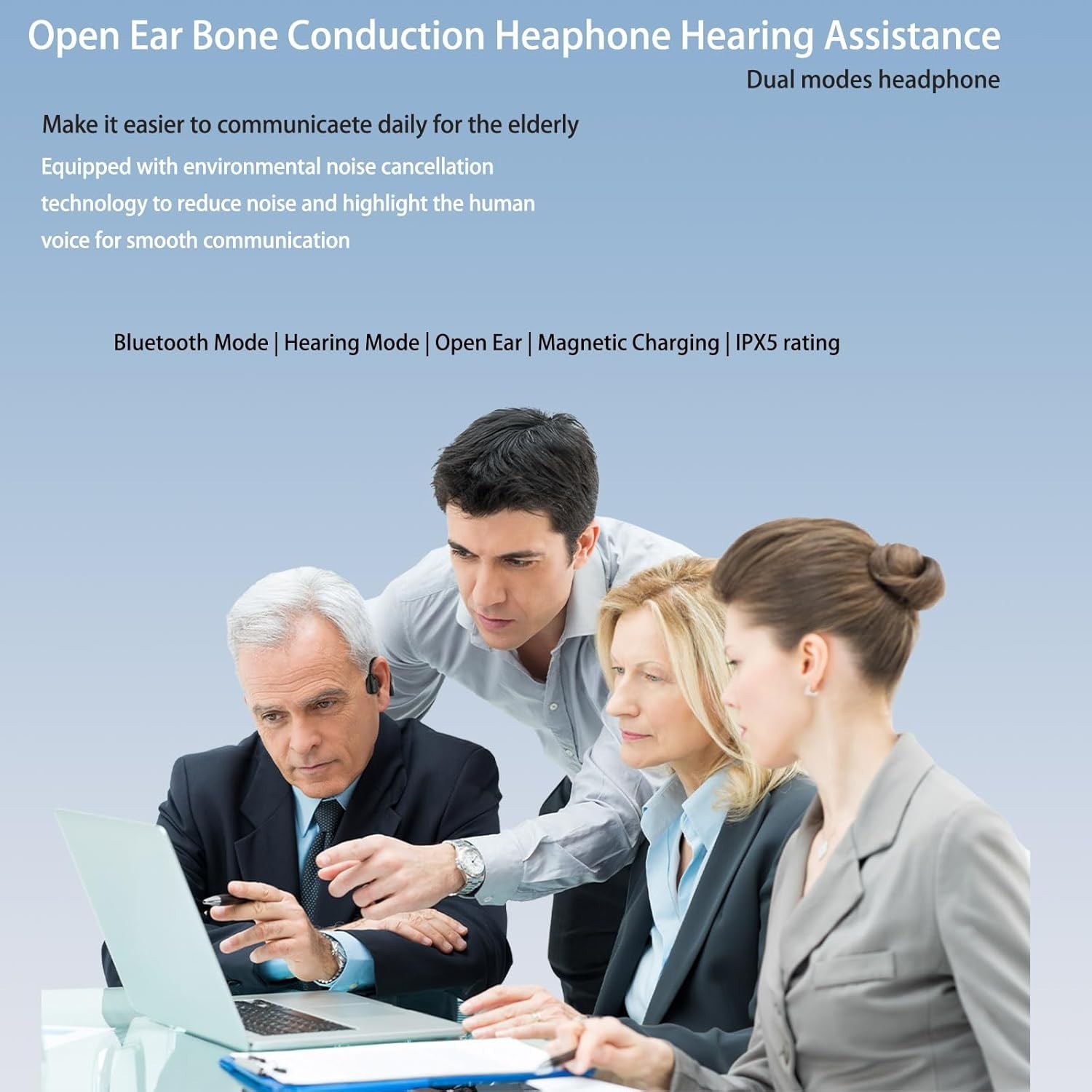 Bone Conduction Hearing Impaired Headsets, Wireless Hearing Assist Headphones…