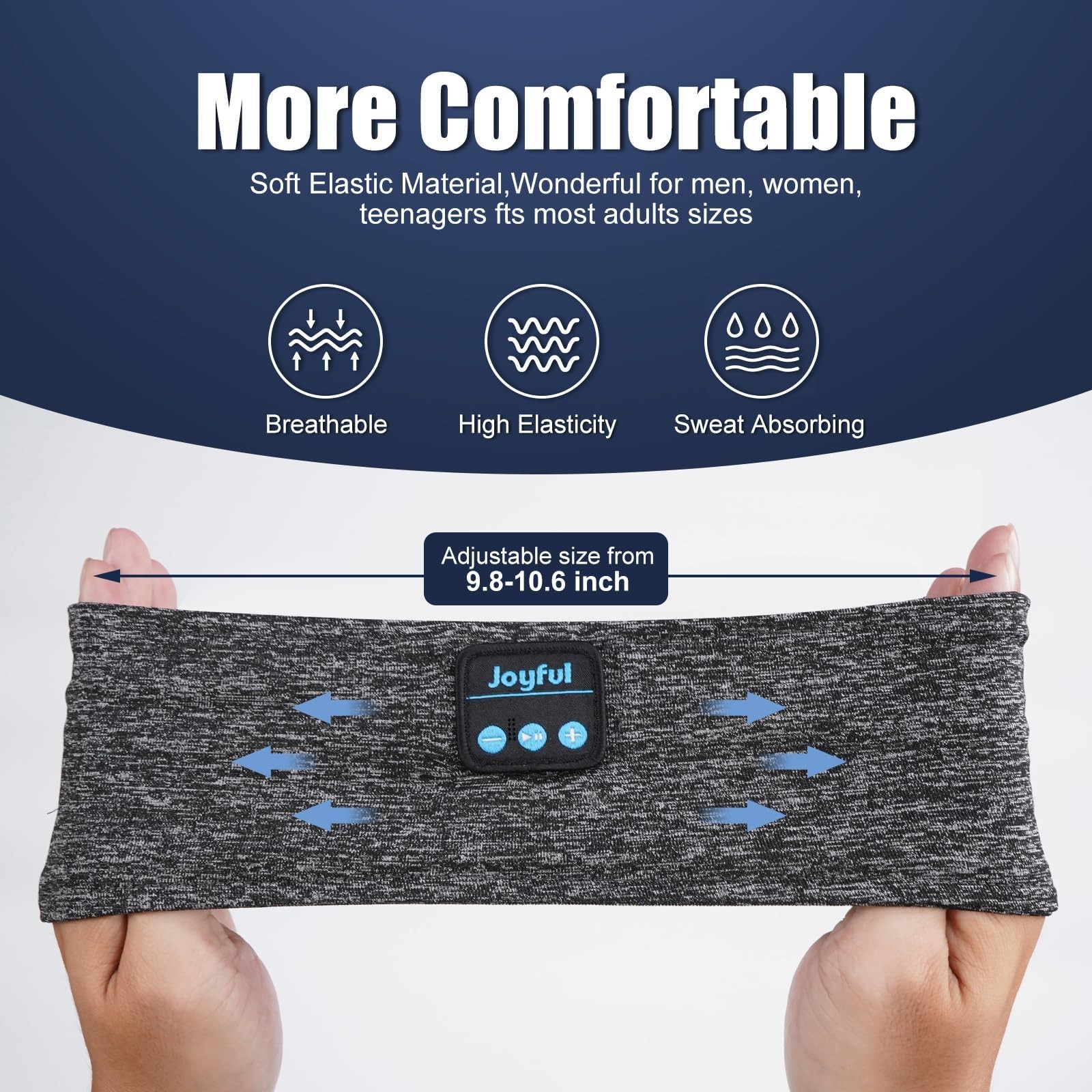 Sleep Headphones Bluetooth 5.3 Headband, Sports 1 Count (Pack of 1), Grey
