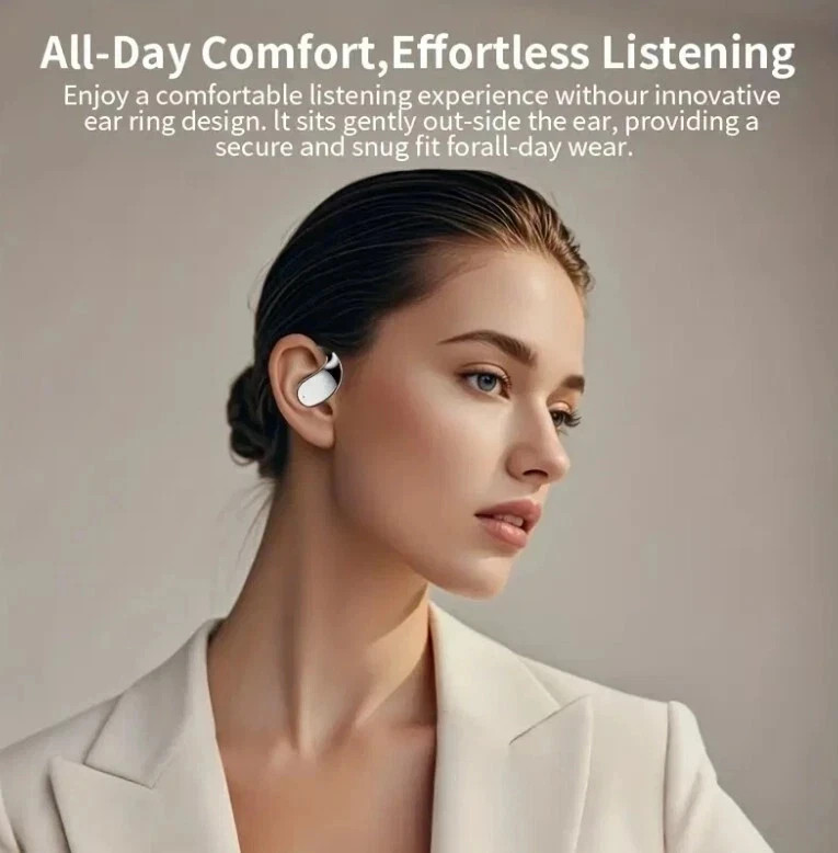 Ai Translation Black Headset, Bone Conducting Wireless Headset, Real-time