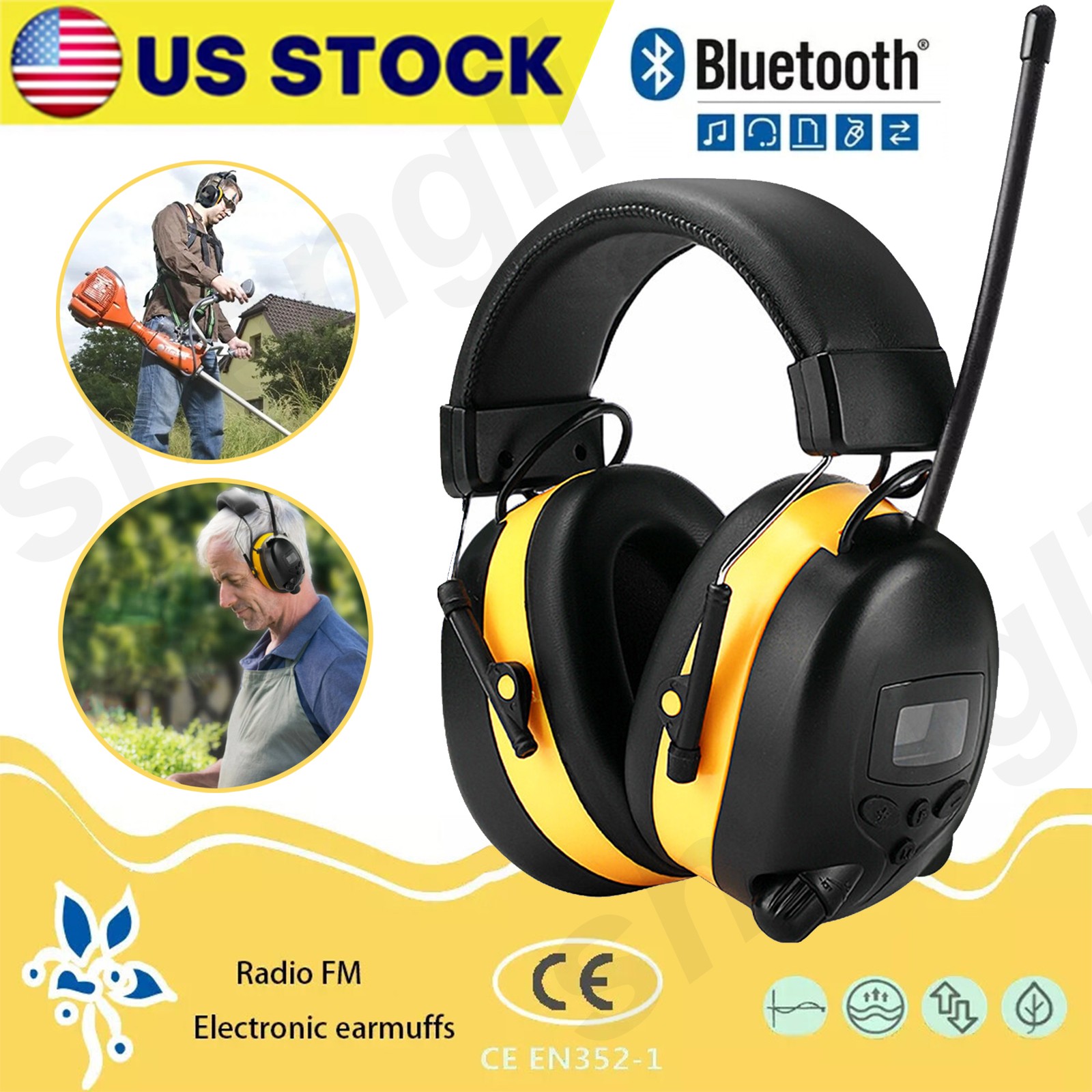 30dB Bluetooth Hearing Protection Ear Muffs Headphones with FM Digital Radio US