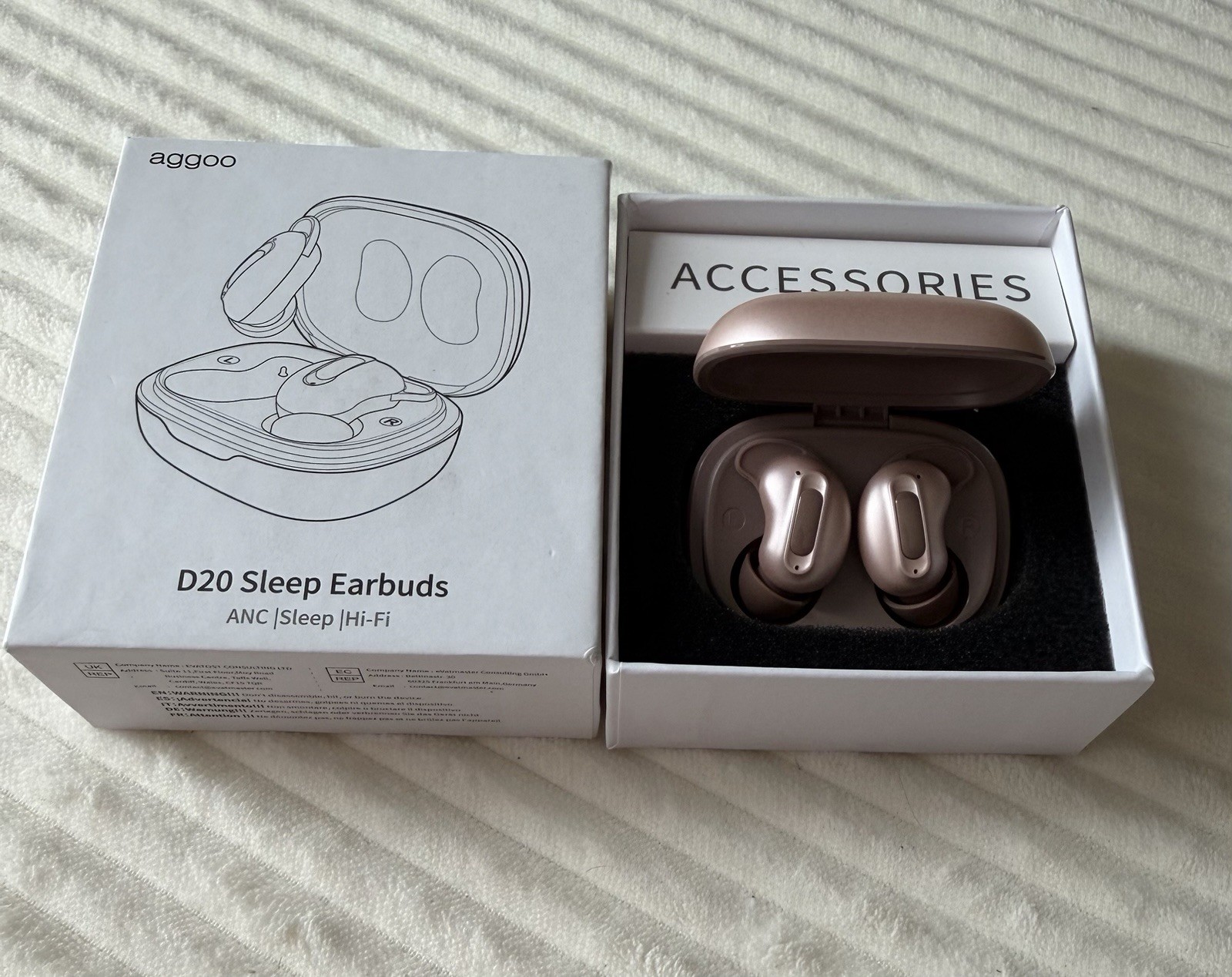aggoo D20 Sleep Earbuds In-Ear True Wireless Bluetooth ANC Beige