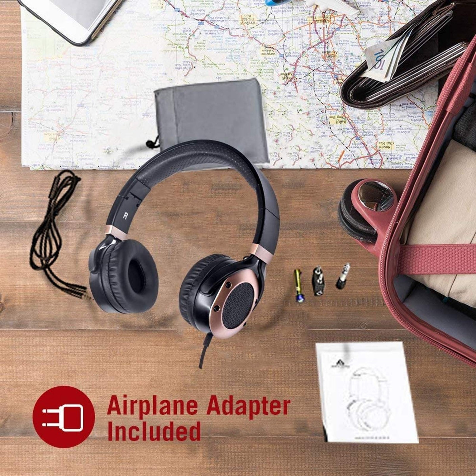 Active Noise Cancelling Headphones with Microphone, Travel-Friendly, Hi-Fi Deep