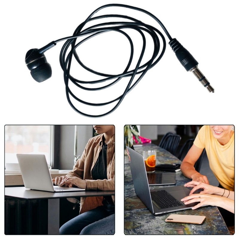 .5mm Single Side In Ear Earphone Earbud Coiled Corded Headsets for Mobile Phone