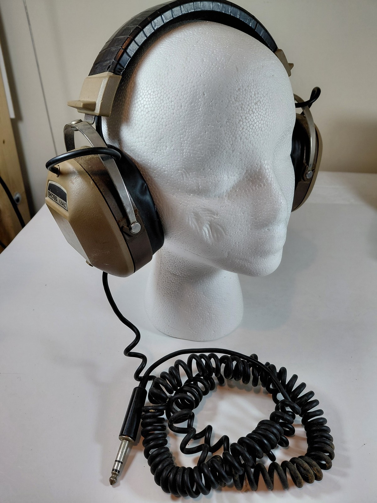 Vintage Koss K/6ALC Over-Ear Wired Headphones Tan Brown Coiled Cable 1/4″ Jack