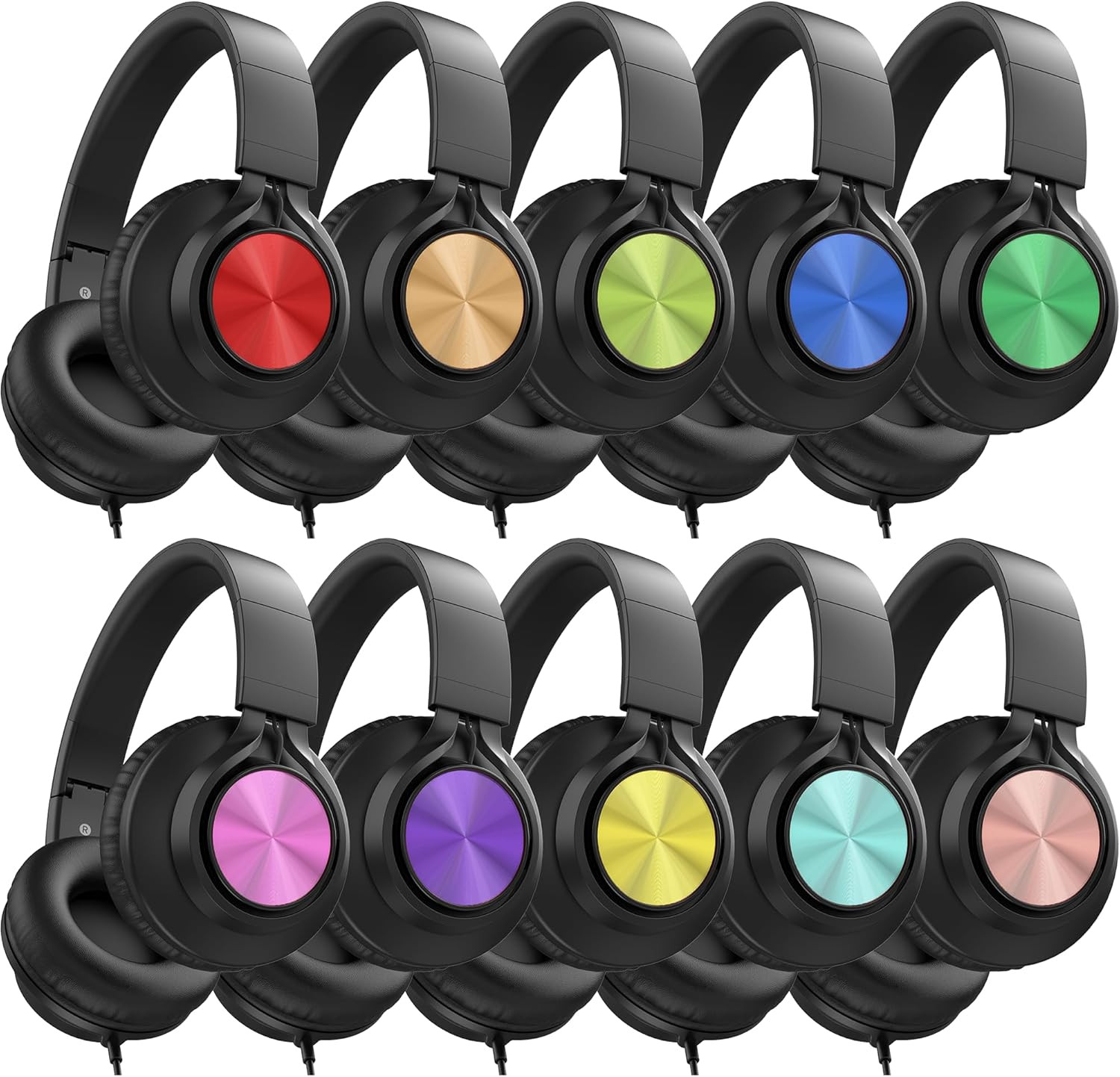 Classroom Headphones Bulk 10 Pack – Wired Headphones for Kids for School, K-12 S