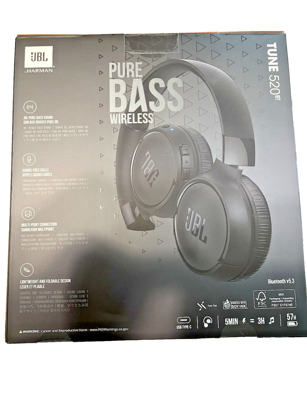 Tune 520BT – Wireless On-Ear Headphones, up to 57H Battery Life and Speed Charge