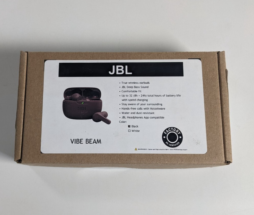JBL Vibe Beam (JBLVBEAMBLKAM-Z) True Wireless Earbuds – Black