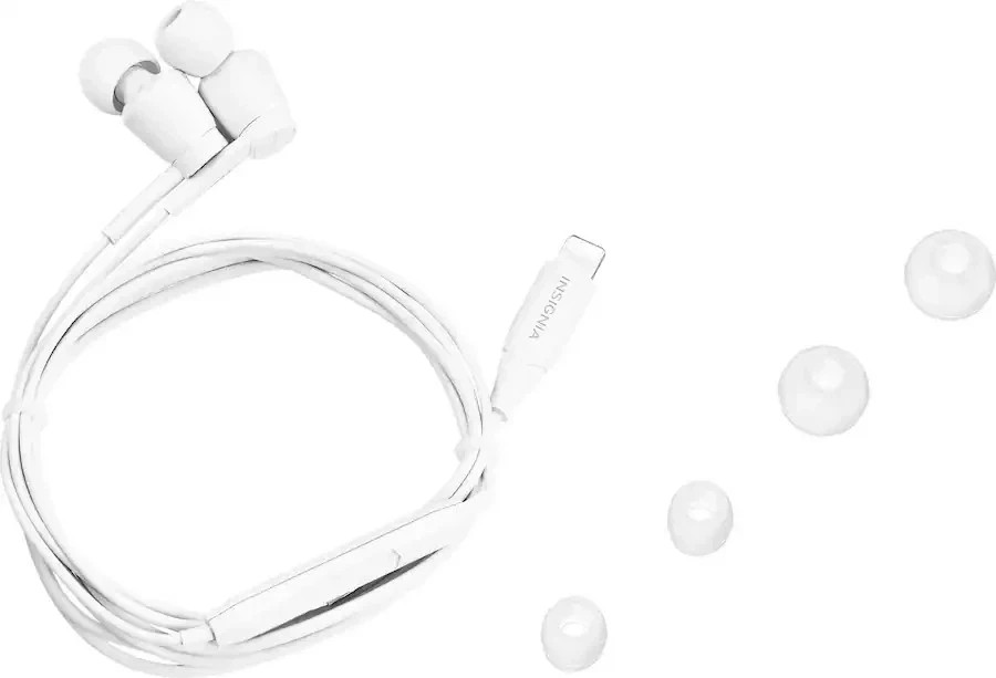 Insignia Wired Connector Earbud Headphones For Apple Devices – White