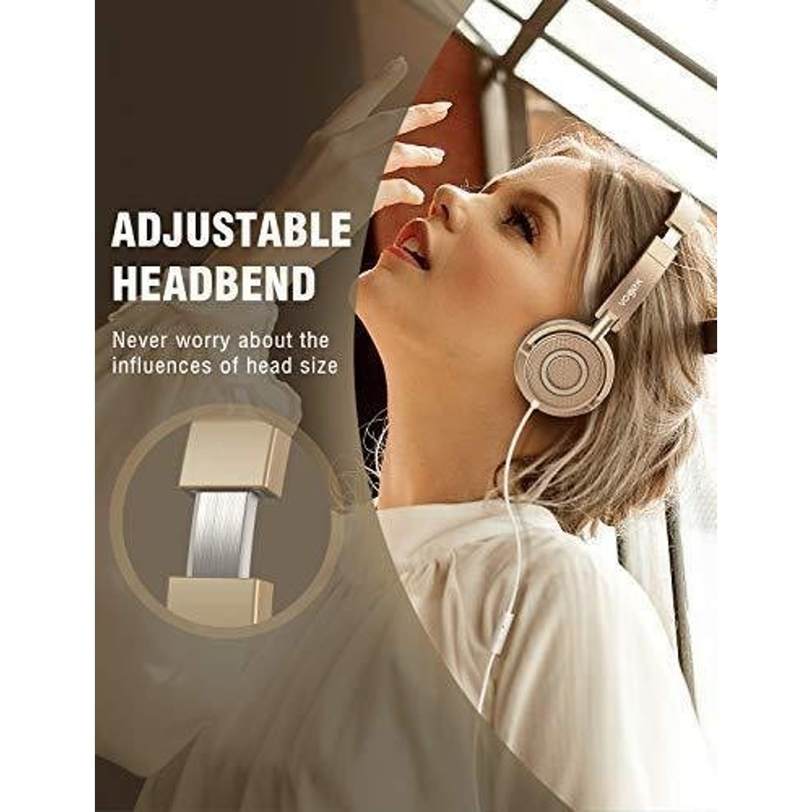 Vogek On Ear Headphones Mic, Portable Fold-Flat Stereo Bass Headphone Mint Green