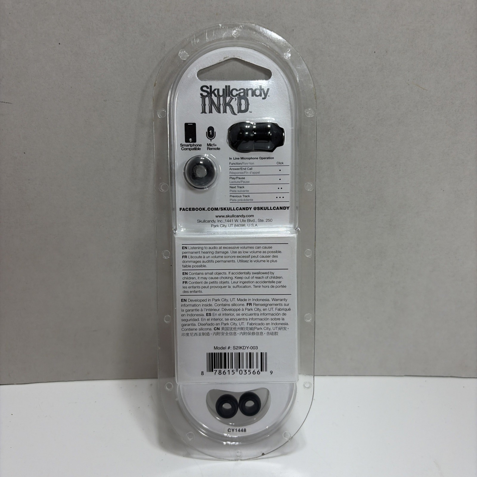 Skullcandy Ink’d S2IKDY-003 Earphone with In-Line Microphone BLACK
