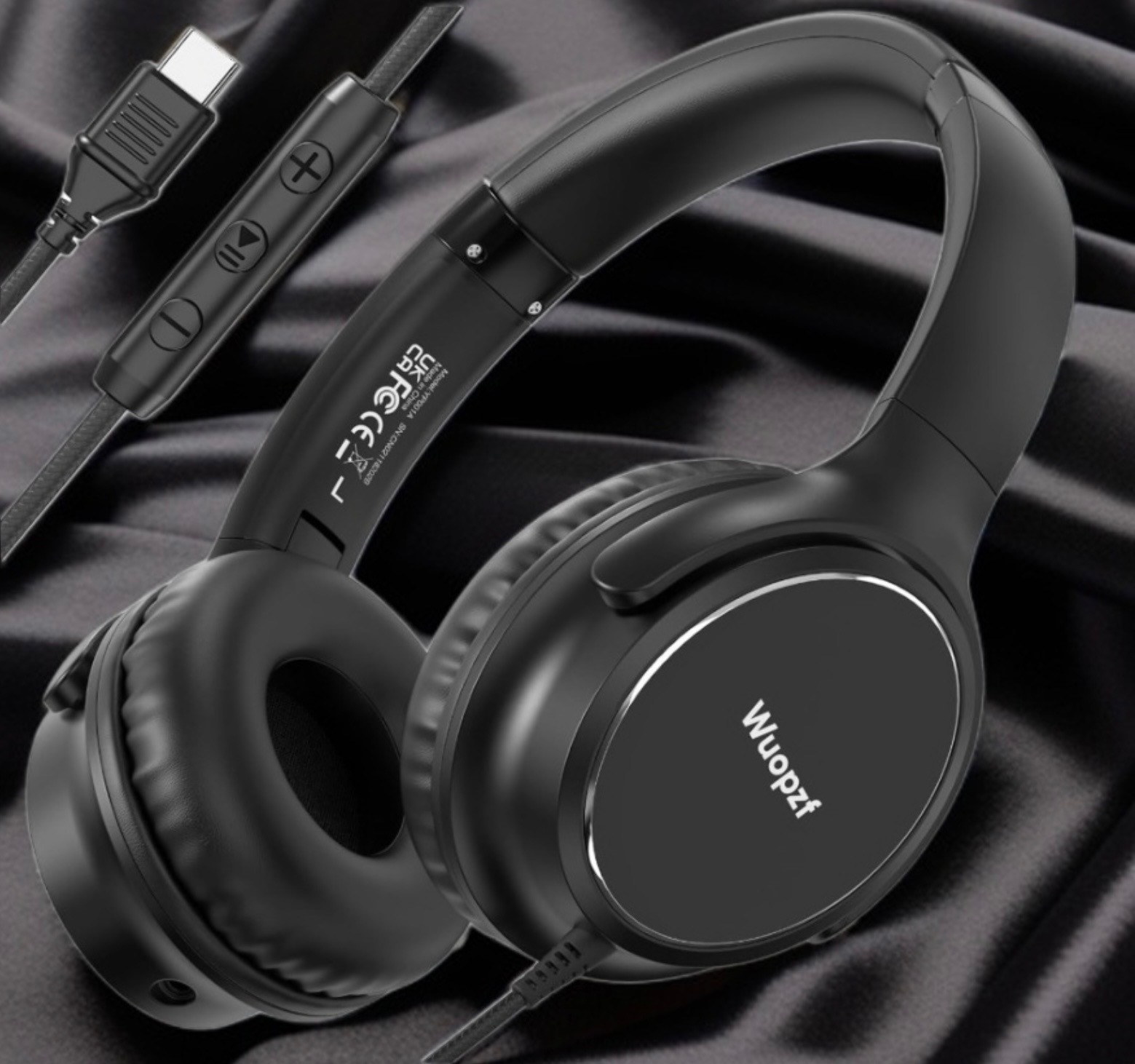 Wired Over-Ear USB-C Headphones with Microphone/Volume Control/Foldable/Adjustab