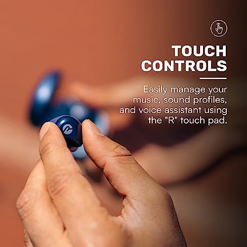 Fitnesstooth Wireless Earbuds + Microphone with Active Noise Canceling – Blue