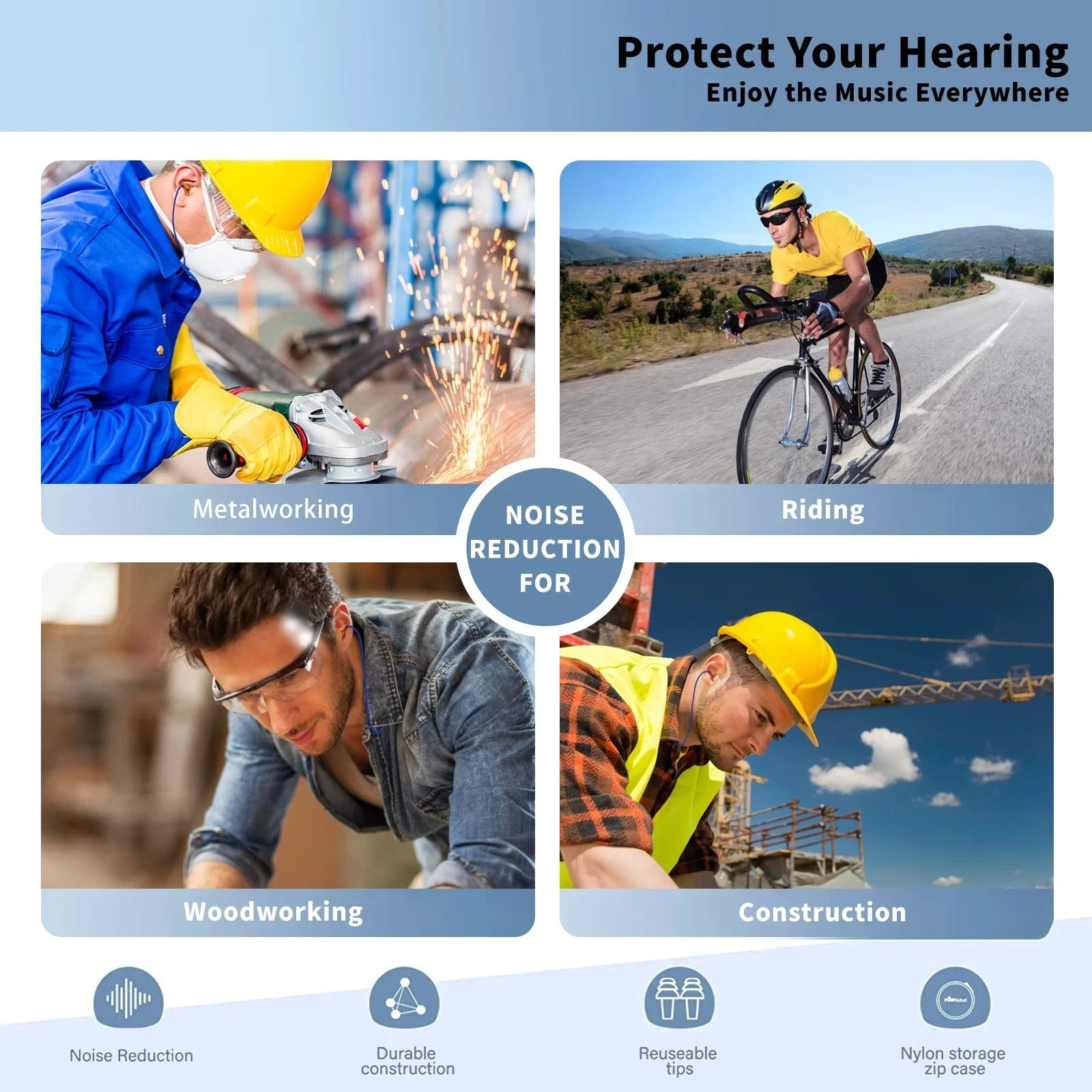 Cuzabe Ear Plugs Bluetooth Headphones for Work, Neckband Wireless Earbuds