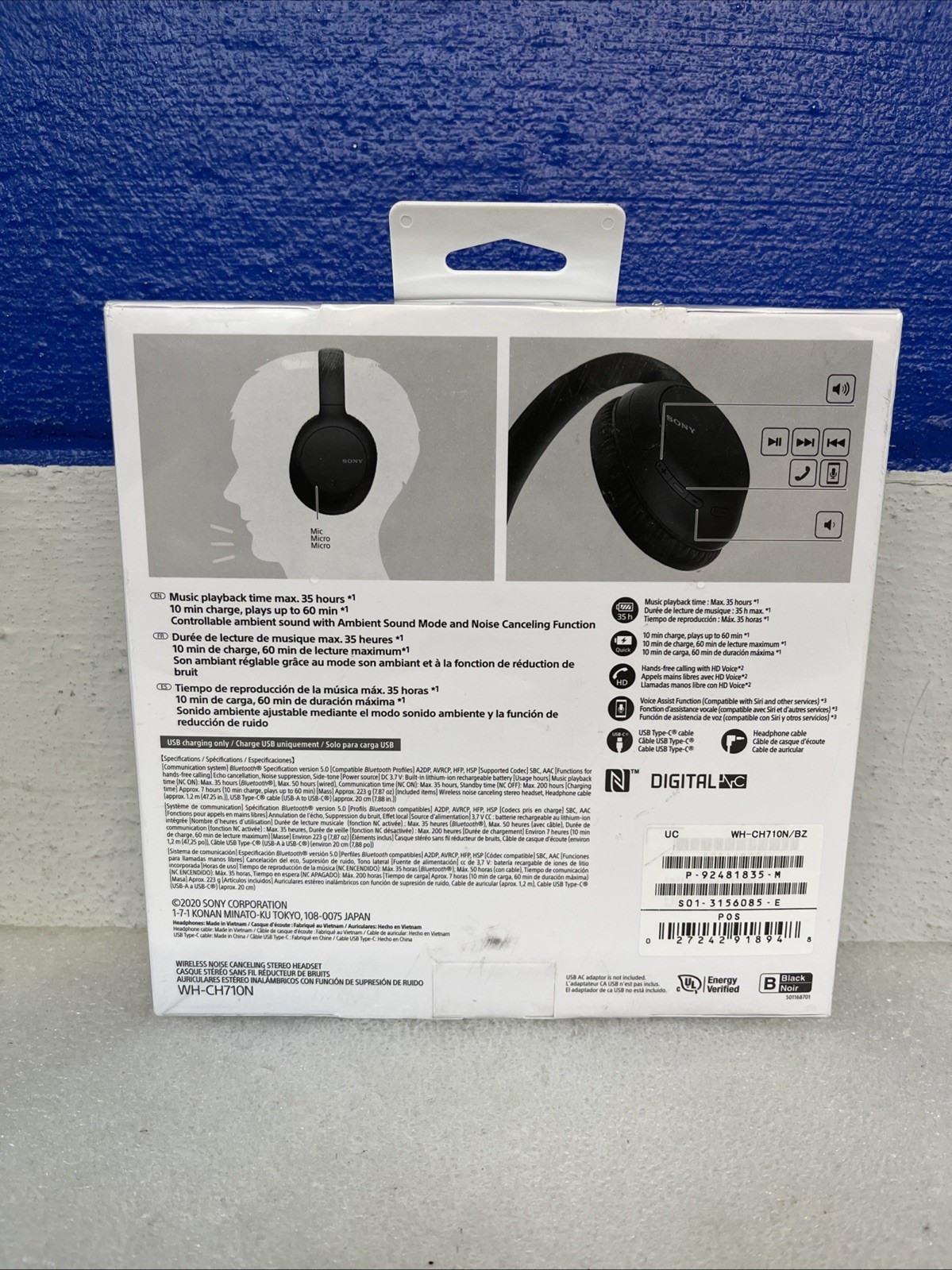 Sony WH-CH710N Wireless Noise-Canceling OverEar Headphones Black New Damaged Box