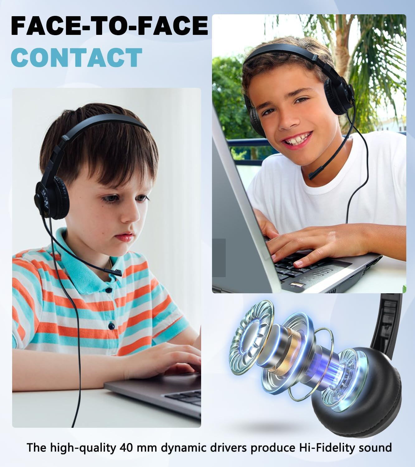 Kids Headphones with Microphone for Classroom School (20 Pack), 6Ft Ultra-Long L