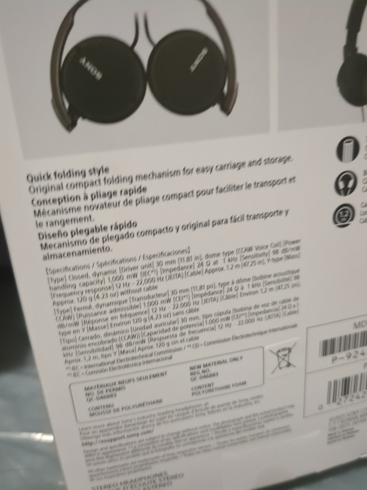 Sony Headphones Model MDR-ZX110 Stereo Monitor Over-Head Wired Black – New