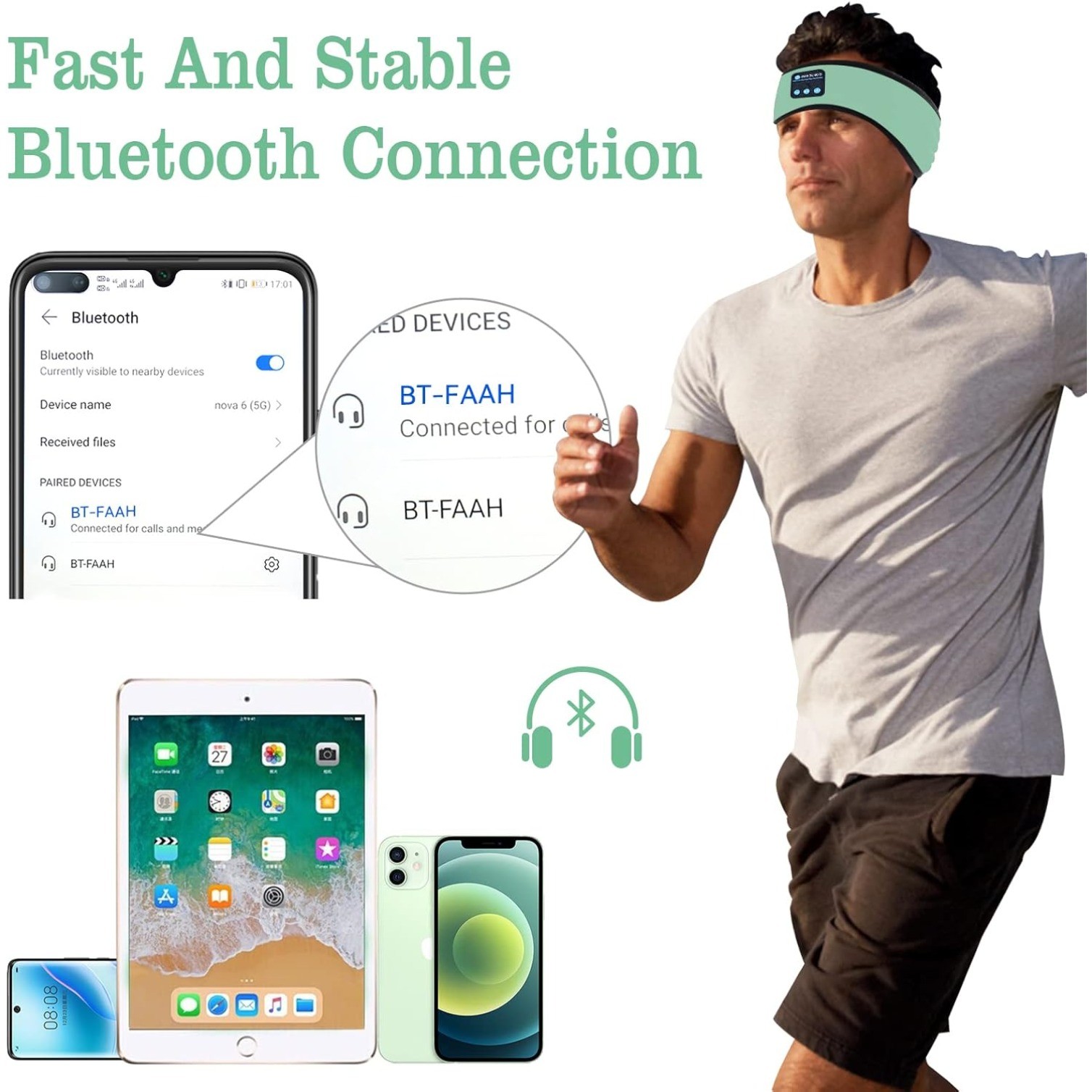 Wireless Sports Headband Headphones with Ultra-Thin HD Stereo Speakers Idear