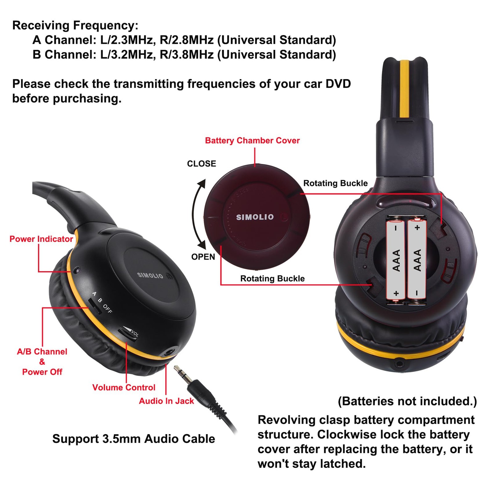 3 Pack Wireless IR Headphones for Honda & Odyssey, CR-V, Accord, Pilot, Ridge…