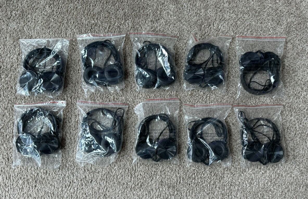 Bulk Classroom Headphones (10 Pack) On-Ear Premium Student Black Barks Tech -NEW