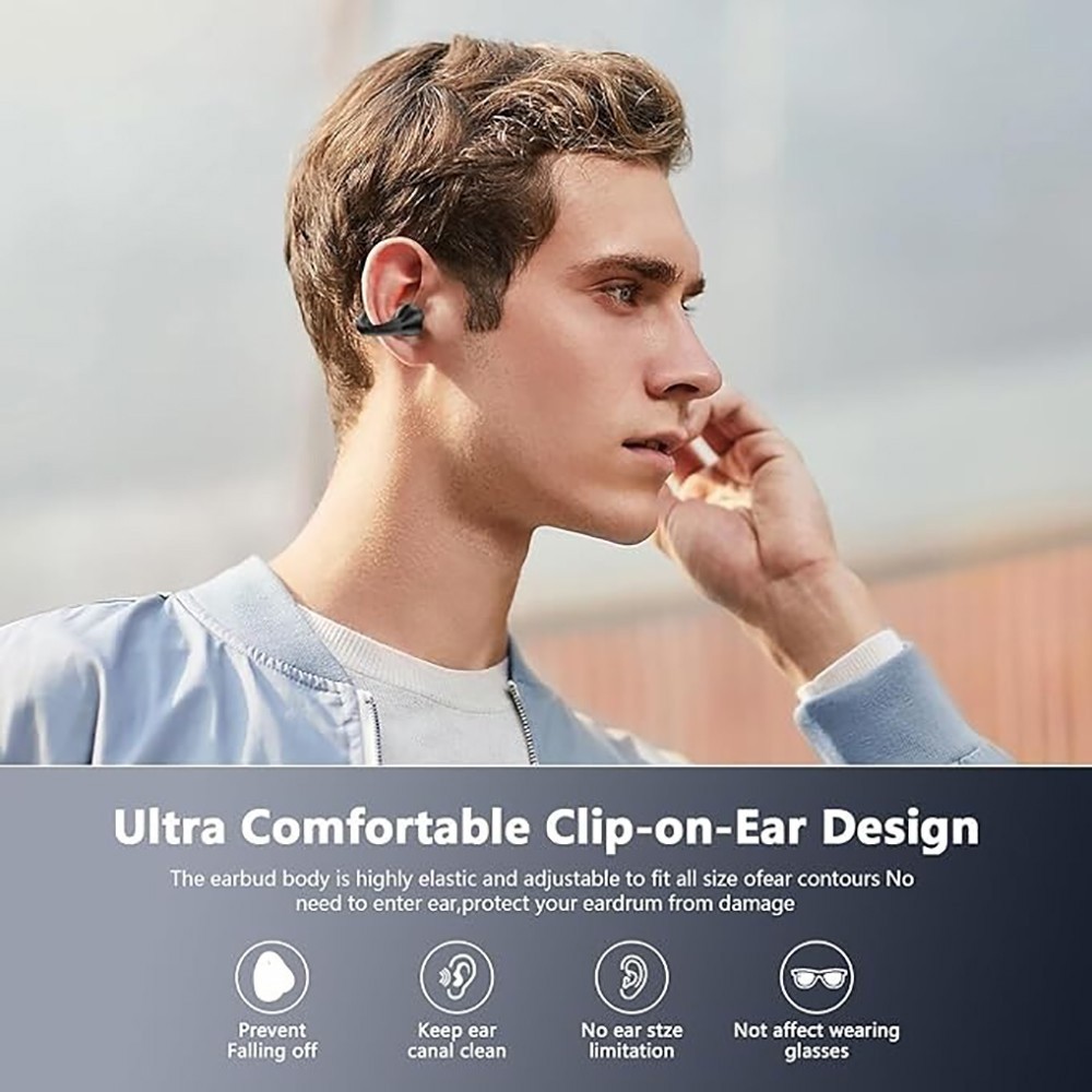 Secure Ear Hook Sports Earbuds Bluetooth 5.3 – IPX5 Waterproof, LED Display Case