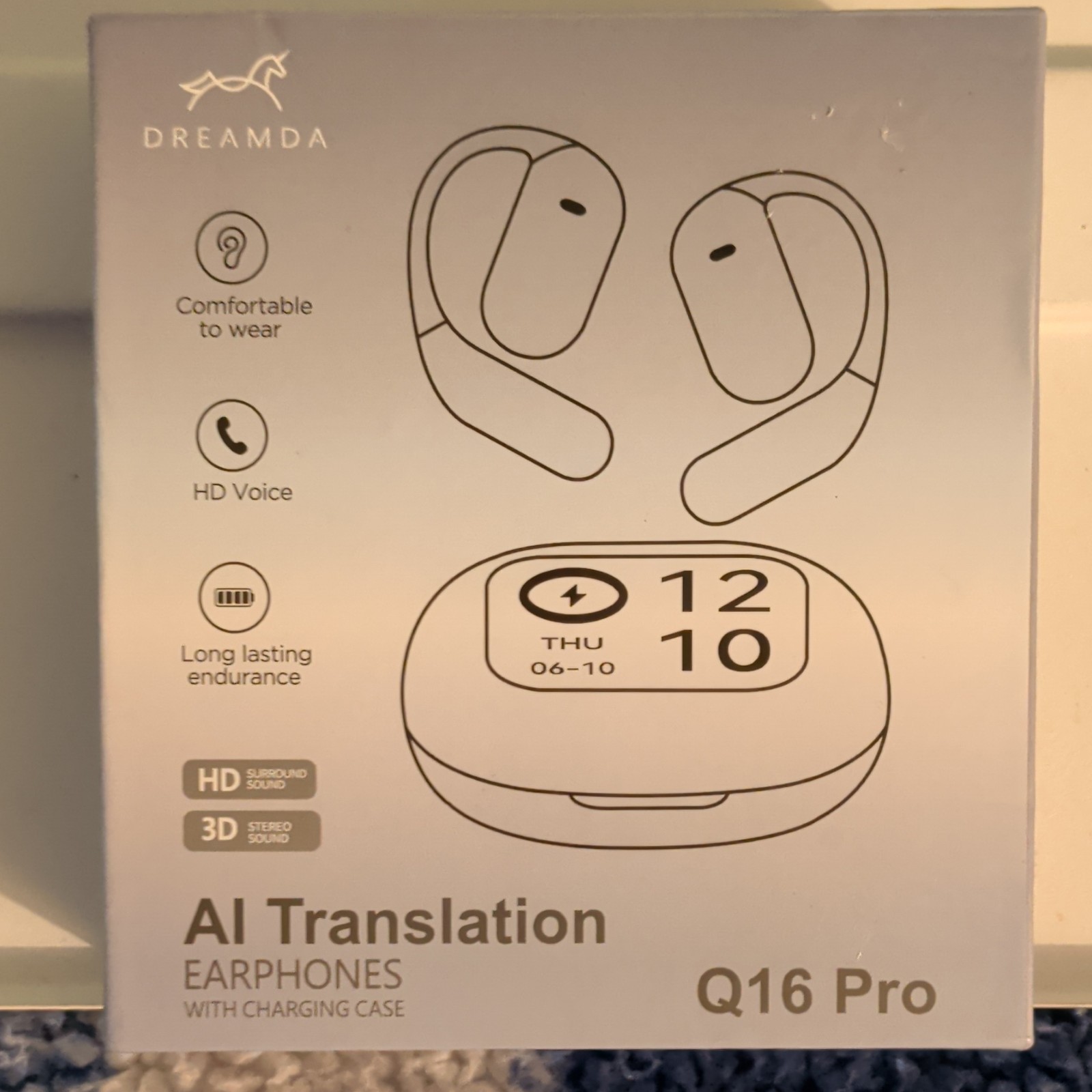 Dreamda Q16 Pro Bluetooth Ear-hook Earbuds HD Voice Surround Sound Black Gray