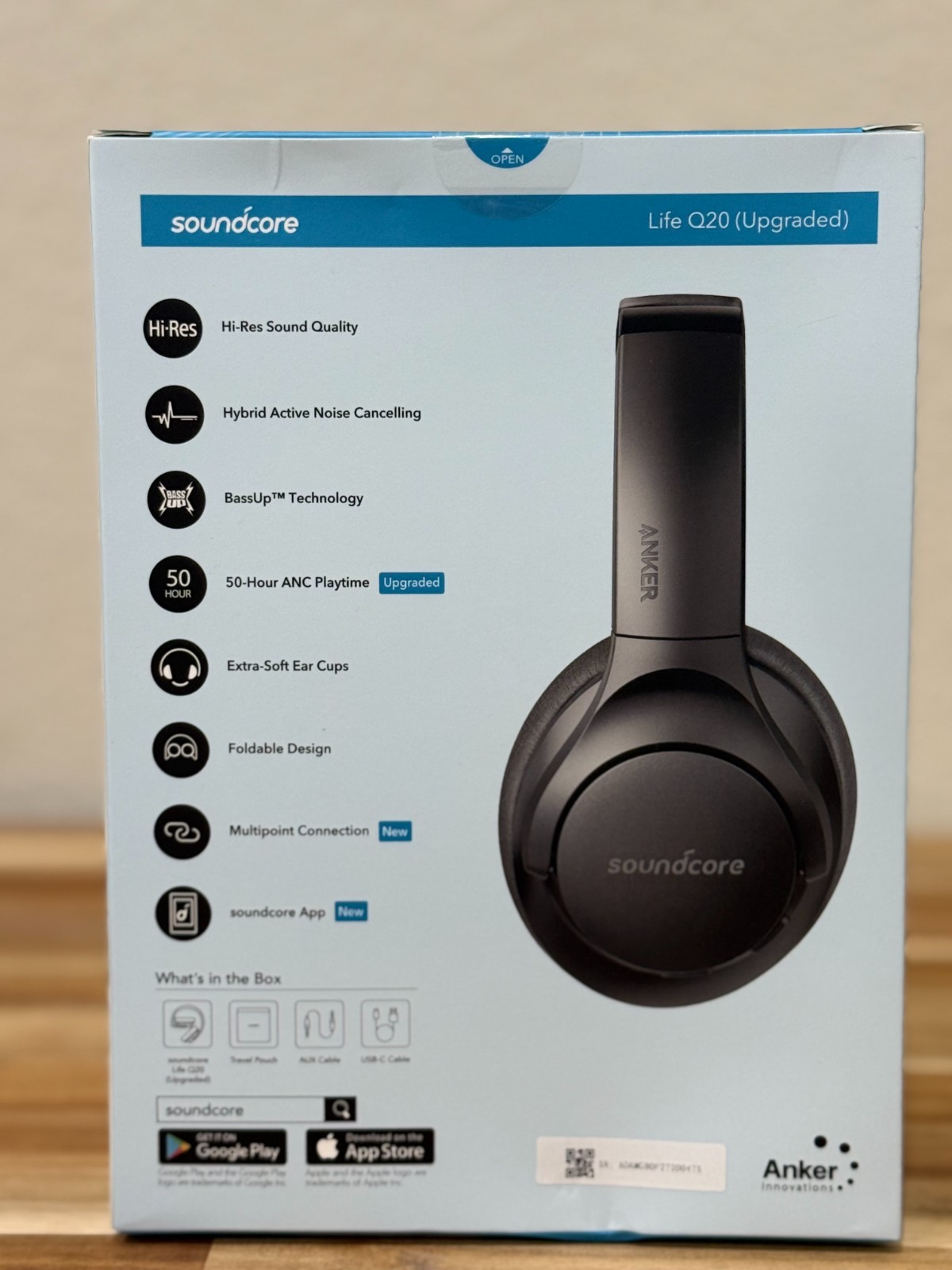 Soundcore by Anker Life Q20 Wireless Over Ear Headphones Active Noise Cancelling
